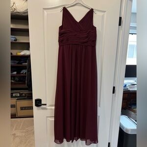 Bill Levkoff Red Pleated Ruched Maxi Gown - jr bridesmaid. BRAND NEW, NEVER WORN